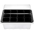 KORAM 10 Set Seed Tray Seedling Starter Trays Plant Grow Starting Germination Kit Durable Plastic with Humidity Dome and Base 120 Cells, Koram Plant Tags (10 Trays, 12-cells Per Tray)