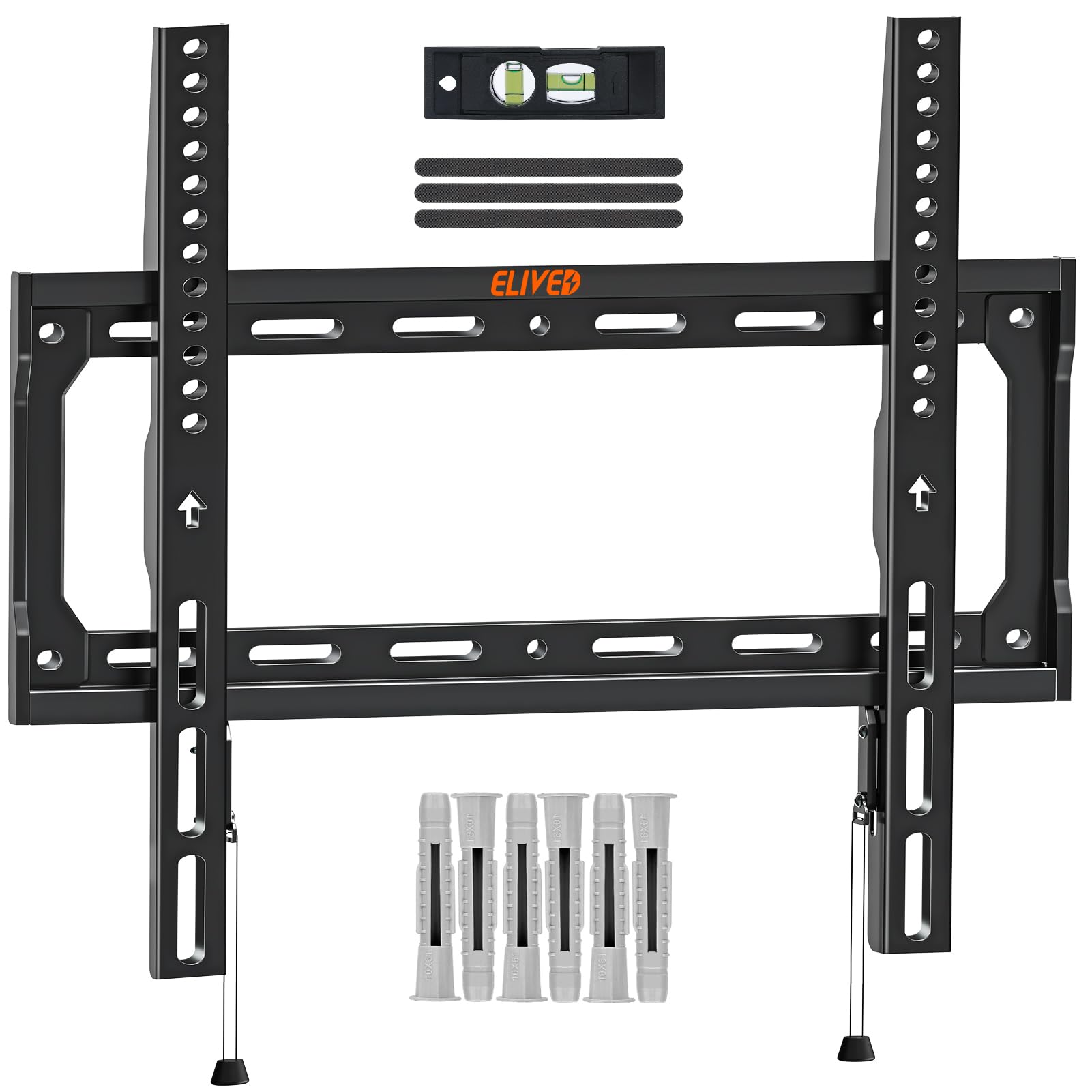 ELIVED Fixed TV Wall Bracket for Most 26-60 Inch LED, LCD, OLED Flat or Curved TVs, Ultra Slim Wall Mount with VESA 75x75mm-400x400mm up to 45KG, Low Profile TV Bracket Flat to Wall Design EV3035