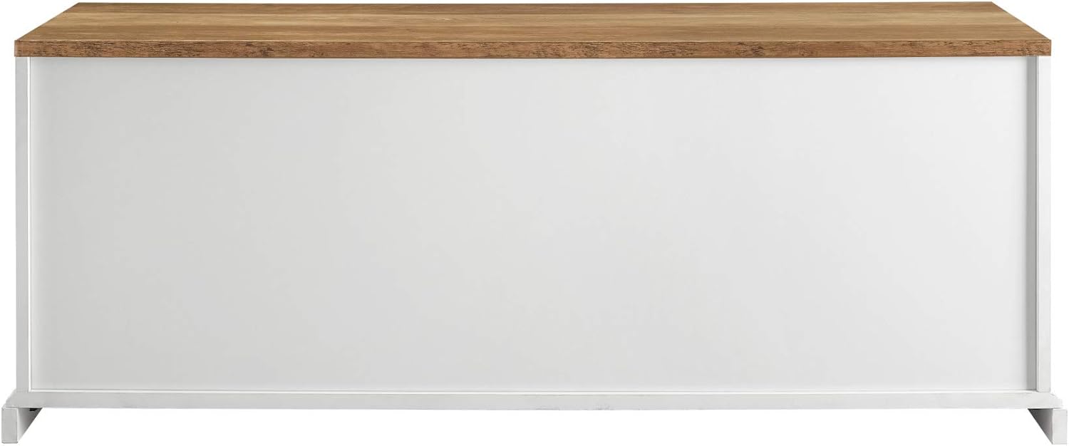 Walker Edison Farmhouse Sliding Barn Door Entryway Bench Shoe Storage Shelf Hallway Organizer, 48 Inch, White: Kitchen & Dining