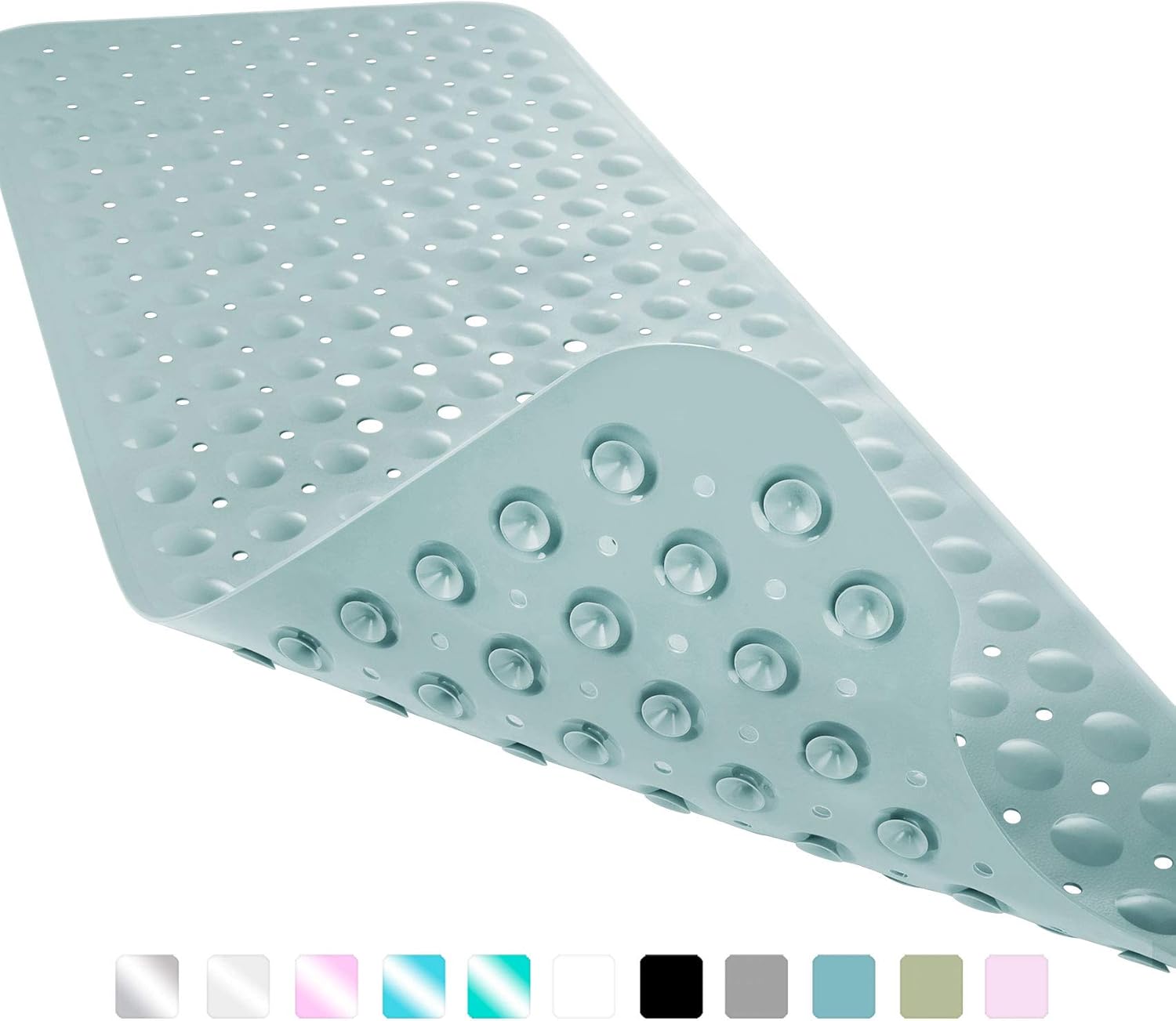 Yimobra Original Bath Tub Shower Mat Extra Long 16 x 40 Inches, Non-Slip with Drain Holes, Suction Cups, Machine Washable, Phthalate Free, Latex Free, BPA Free, Bathroom Mats, White: Home & Kitchen