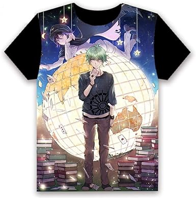 Summer Girls Tops Tee Shirt Anime Boy T Shirt Danganronpa V3 Ouma Kokichi Komaeda Nagito Cosplay Short Sleeve Unisex Casual Black Tee Amazon Co Uk Clothing