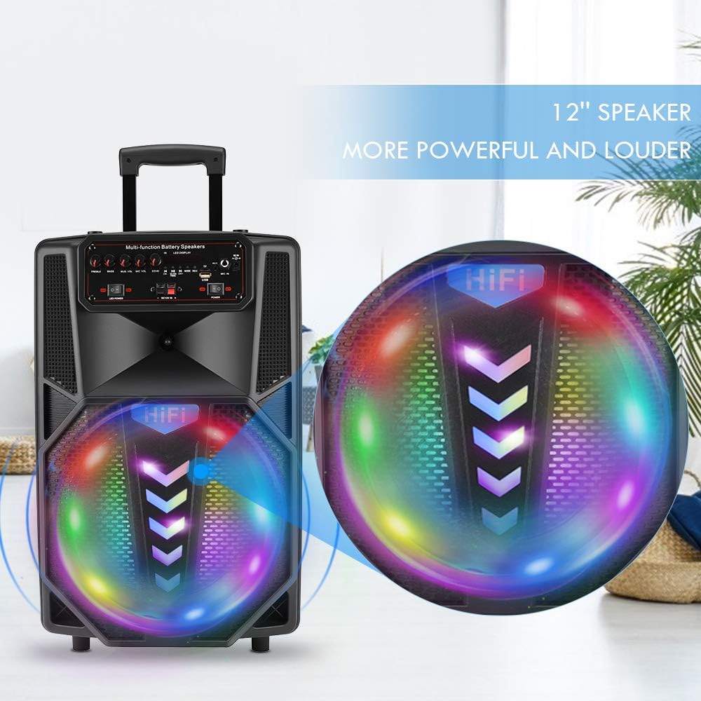 12 Subwoofer Bluetooth Wireless PA Speaker System with Rechargeable