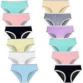 Teen Girls Underwear for 12 Pack Cotton Briefs (L, Multicolor, 8-16Years)