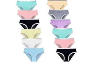 Teen Girls Underwear for 12 Pack Cotton Briefs (L, Multicolor, 8-16Years)
