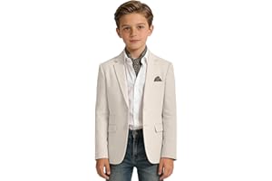 Linen Boy Suit Jacket Slim Fit Suits Blazer Boys Casual Sport Coat Boys' Linen Outfit for Wedding Homecoming Tux School
