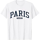 Paris France College University Style Navy T-Shirt