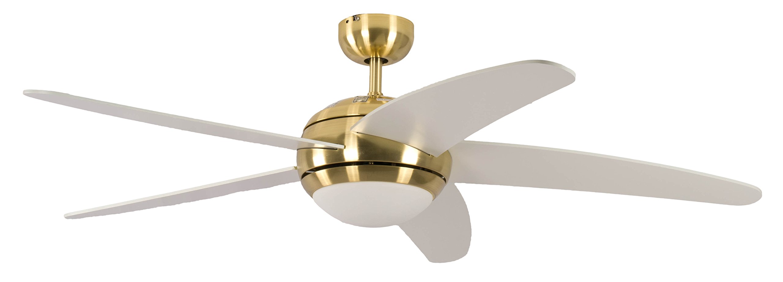 Ceiling Fan Melton Brass 52 inch with Light and Remote Control Blades White