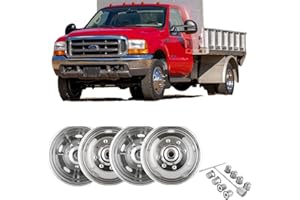 Lifeinfinity set of 4pcs 19.5" Polished Stainless Steel Dually Wheel Simulators, Durable Bolt On Wheel Cover,8 Lug 5 Hand Hole Hubcaps for truck 1999-2004 Ford F450/F550 2WD/4WD w/Tool Kit C19F8