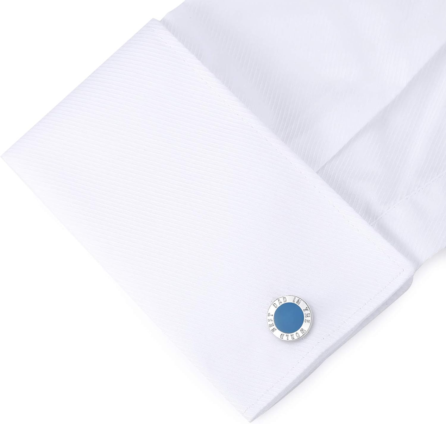 HONEY BEAR Round Best Dad in The World Cufflinks - Stainless Steel for Mens French Shirt, Blue - Image 5
