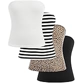 Milumia Girl's 4 Pack Printed Tube Top Strapless Slim Fitted Casual Bandeau Tops