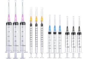 HABEUNIVER 20 Pack Plastic Syringe Luer Lock with Needle - 10ml, 5ml, 3ml, 1ml Syringes and 18Ga, 22Ga, 23Ga, 25Ga Needle, Individually Sealed Package