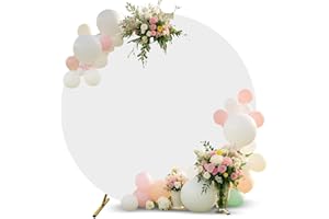 ANTIZZ 6.6 ft Arch Backdrop Cover(Only Cover, Stand not Included)，Round White Balloon Arch Covers Spandex Fitted, Circle Wedding Arch Cover for Ceremony Birthday Baby Shower Party Decoration
