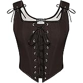 SCARLET DARKNESS Women's Renaissance Corset Tops Vintage Lace Up Overbust Bustier Bodice