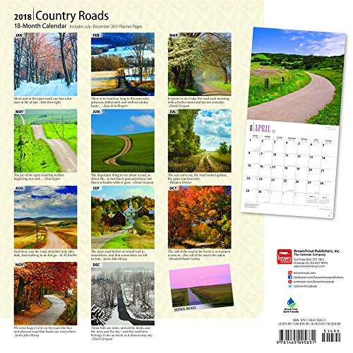 Country Roads 2018 12 x 12 Inch Monthly Square Wall Calendar, USA United States of America Scenic Rural (Multilingual Edition)