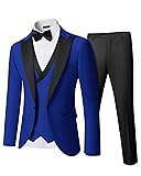 YND Men's 3 Piece Slim Fit Wedding Tuxedo Set, Peak