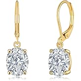 CiNily Cut-Oval Leverback Dangle Earrings for Women Hypoallergenic 14k White/Gold Plated Cubic Zircon Hanging Lever Earrings Lightweight Summer Drop Earrings Wedding Birthday Gifts Jewelry