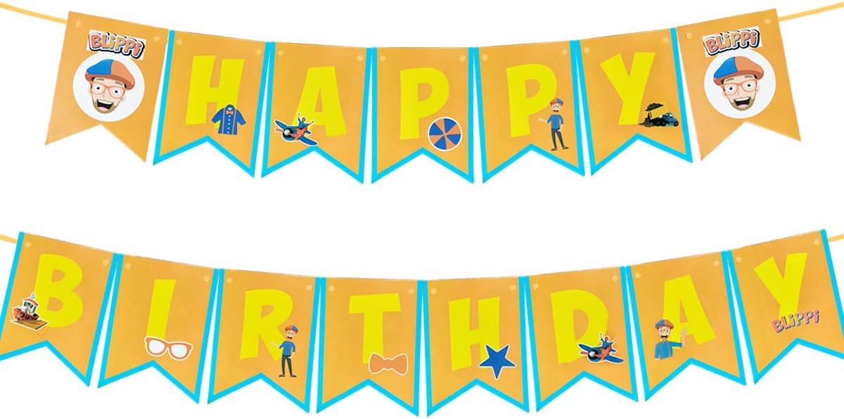 Blippi birthday banner, Blippi theme party decoration supplies