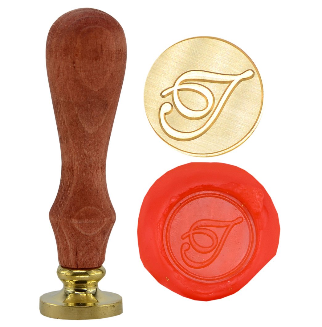 Syaya GZ4 Retro 26 Letters A-Z Alphabet Wax Seal Stamp with Brass Dots and Wooden Handle