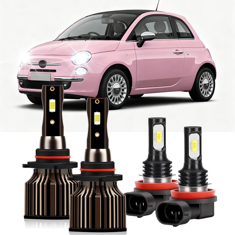 Photo 1 of SMUCGUD Fit For Fiat 500 500L 500X 2012-2020 Lights Bulbs, 30000LM Super Bright High Low Beam Fog Light Bulbs, 6000K White, 400% Brightnes, With Cooling Fan, Plug and Play, Pack of 4