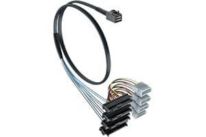 H!Fiber.com 12Gb/s Mini SAS SFF-8643 to 4X SFF-8482 Cable, 0.5-Meter (1.64 ft), Compatible with Server, Storage System, Works