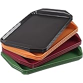 Vadidiya Colorful Plastic Rectangular Serving Tray, Fast Food Tray with Handles, 12 Pieces