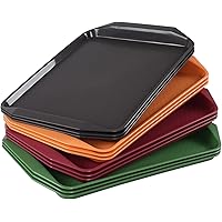 Vadidiya Colorful Plastic Fast Food Serving Tray with Handles, Plastic Rectangular Tray, 12 Pieces