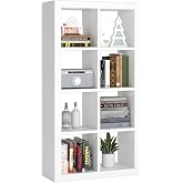 furtble Bookshelf 8-Cube Storage Organizer, Modern Wood Open Bookcase, Multifunctional Display Shelf for Living Room, Bedroom, Home Office, White