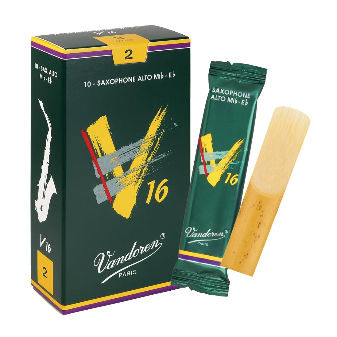 Vandoren V16 Alto Saxophone Reeds - Box of 10 - Strength 2
