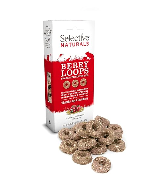 SUPREME SCIENCE SELECTIVE NATURALS BERRY LOOPS WITH TIMOTHY HAY & CRANBERRY FOR GUINEA PIGS, 2.8 OZ.