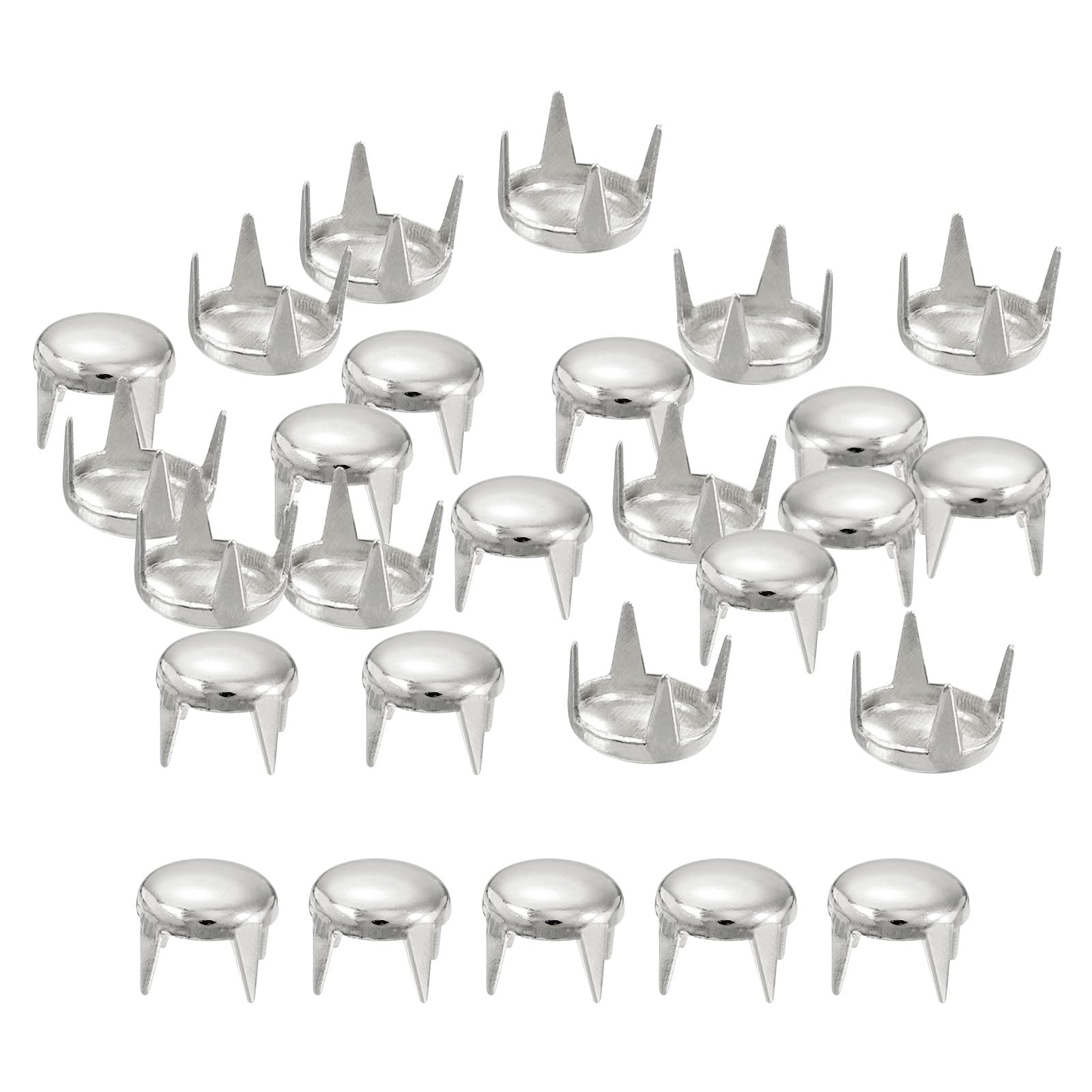 Photo 1 of uxcell 200Pcs 6mm Silver Round Dome Studs Metal Claw Beads Nailhead Rivets Spike Studs Spots Punk Rock DIY for Leather Craft Clothes Belt Bag Shoes Bracelet Accessories
