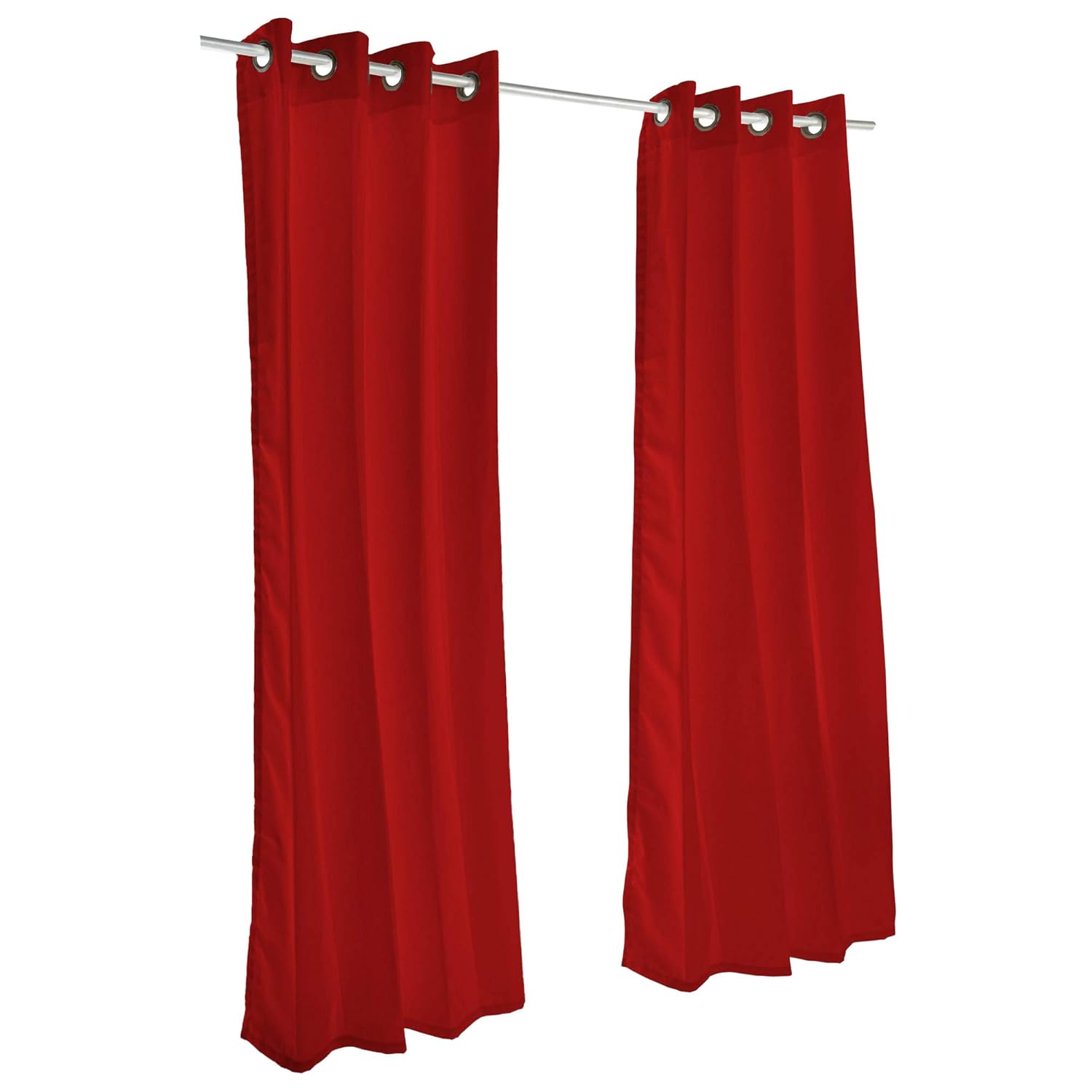 Sunbrella Canvas Brass Outdoor Curtain with Dark Gunmetal Grommets 50 in. Wide x 84 in. Long