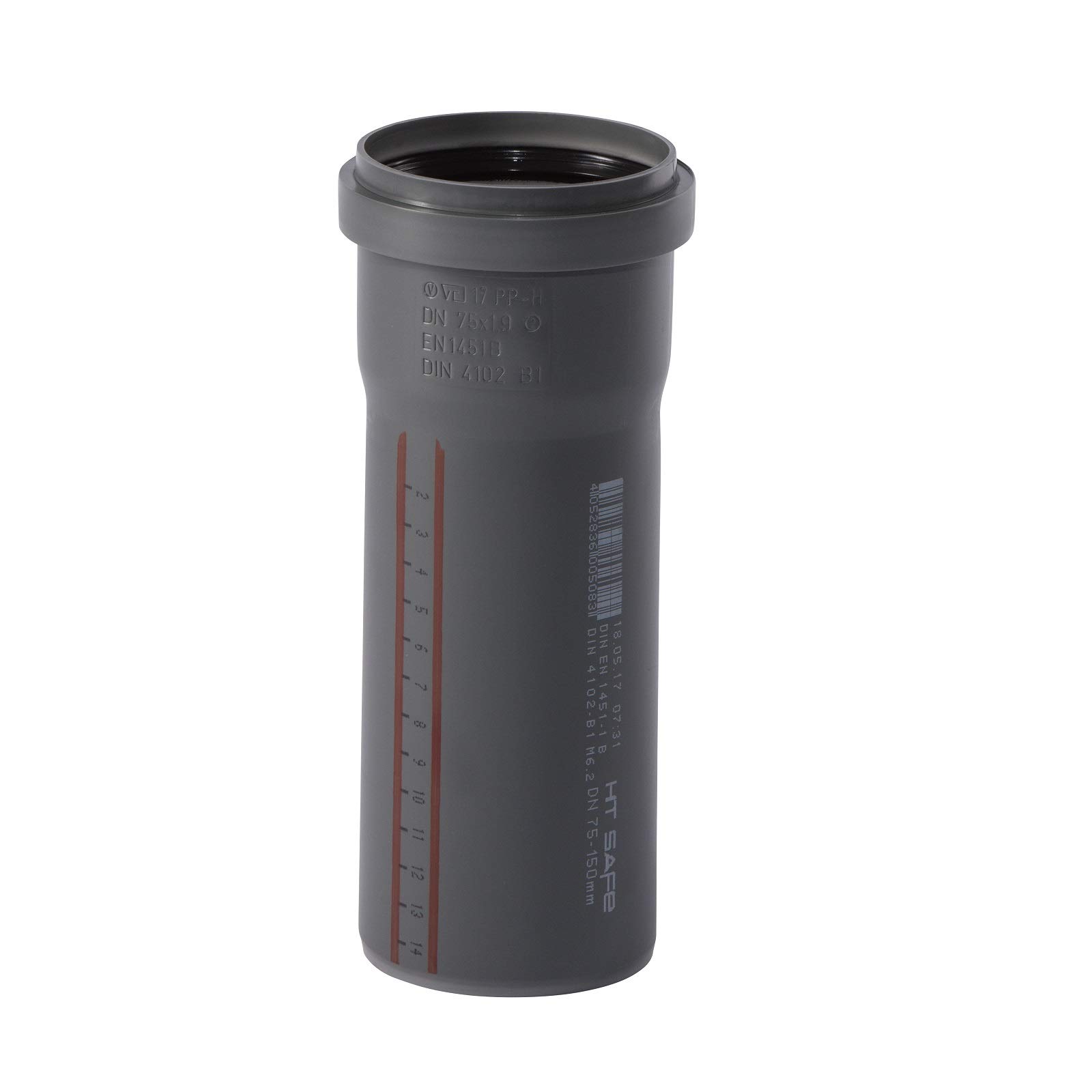 Ostendorf HTsafe HT Pipe with Sleeve DN 75 mm 150 mm Grey