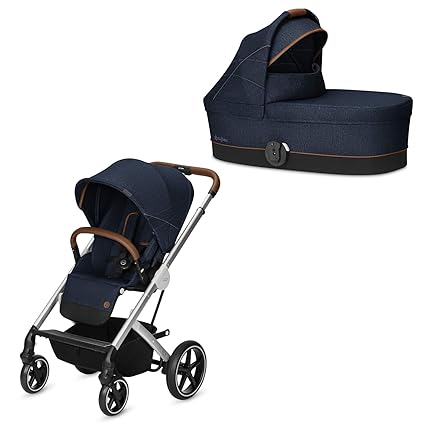 Cybex Gold - Cochecito Balios S con capazo S, desde el nacimiento hasta 17 kg (4 años aprox.), colección denim, denim blue