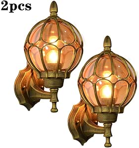 2pcs Aplique, E27, IP44, iluminación exterior, Antigua Herrería Rústica