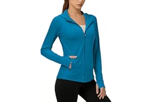 Women's Sun Hoodies UPF 50+ Outdoor Protection Lightweight Full Zip Jacket Breathable Long Sleeve Workout Shirts