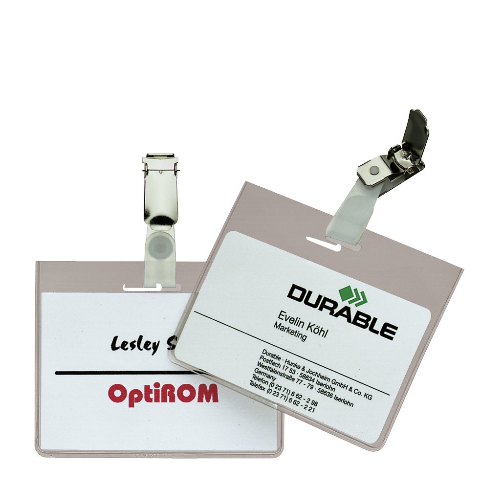 Durable Security Name Badge 60 x 90 mm Transparent | Pack of 5 Badges | Ideal for Events and Visitor Management