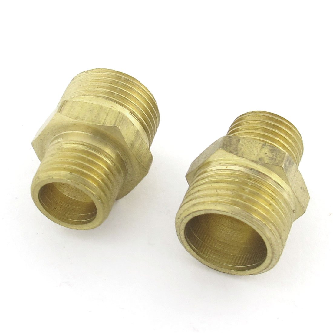 Sourcingmap 2 Pcs 1/4" PT to 3/8" PT Male Thread Reducer Pipe Fitting Straight Connector