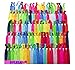 Syleia Hair Ties Pack of 100, Wile Flowers Colors, Elastic Band, Ponytail Holders, Elastic Ribbon, Hair Band, Crease Free, Hand Knotted, Metal-free, Ouchless