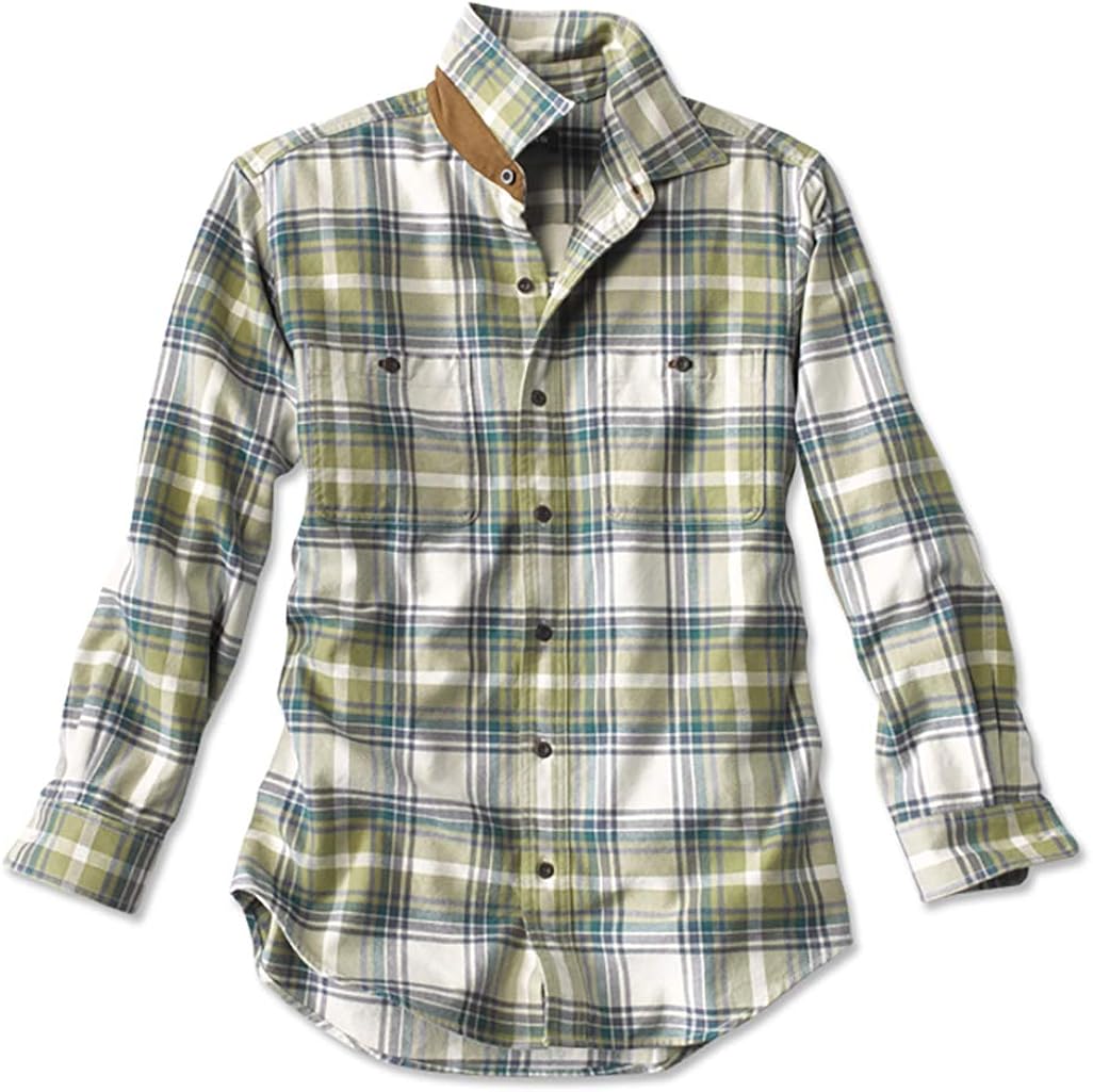 Orvis Men's The Perfect Flannel Shirt/Regular, Ash/Red, Large at Amazon