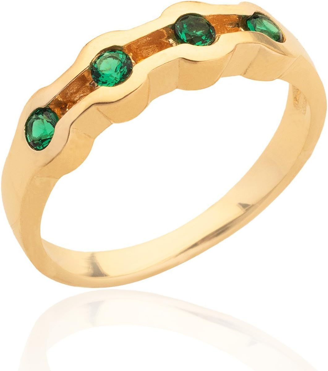 Emerald Gemstone Stacking ring Simple Multistone Everyday ring 14ct Gold Filled or 925 Sterling Silver jewellery Birthstone Delicate ring for women
