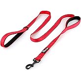 Primal Pet Gear Dog Leash 6ft Long,Traffic Padded Two Handle,Heavy Duty,Reflective Double Handles Lead for Control Safety Training,Leashes for Large Dogs or Medium Dogs,Dual Handles Leads(Red)