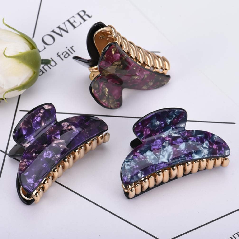 Lurrose Floral Acrylic Hair Claw Clips - Pack of 6 Antique Jaw Claw Accessories for Women and Girls, Multi, 6 count (Pack of 1) - Image 4