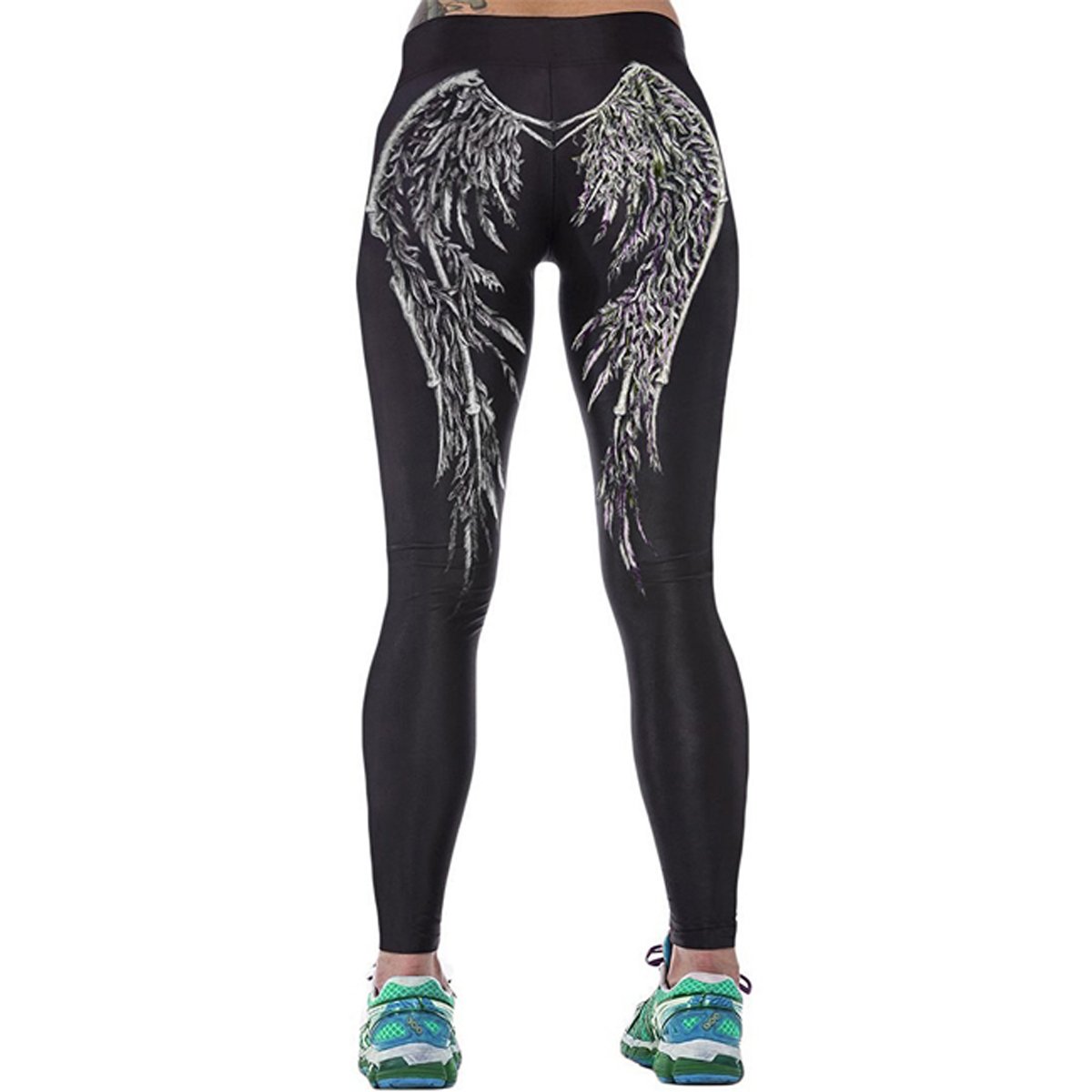 Ayliss® Damen 3D Druck Leggins Leggings Print Aufdruck Muster Leggins Tattoo Leggings Stretch Hose Strumpfhosen Yoga Sport Pants, S/L/2XL ([Tag Size S]=EU 30-32, #Flügel)