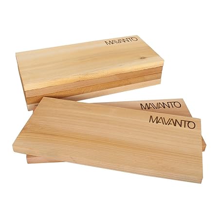 Mavanto XXL Grillbretter Räucherbretter 6er Set - Kanadisches Zedernholzbrett zum Grillen - EXTRA DICK (30x14x1,5cm) langlebi