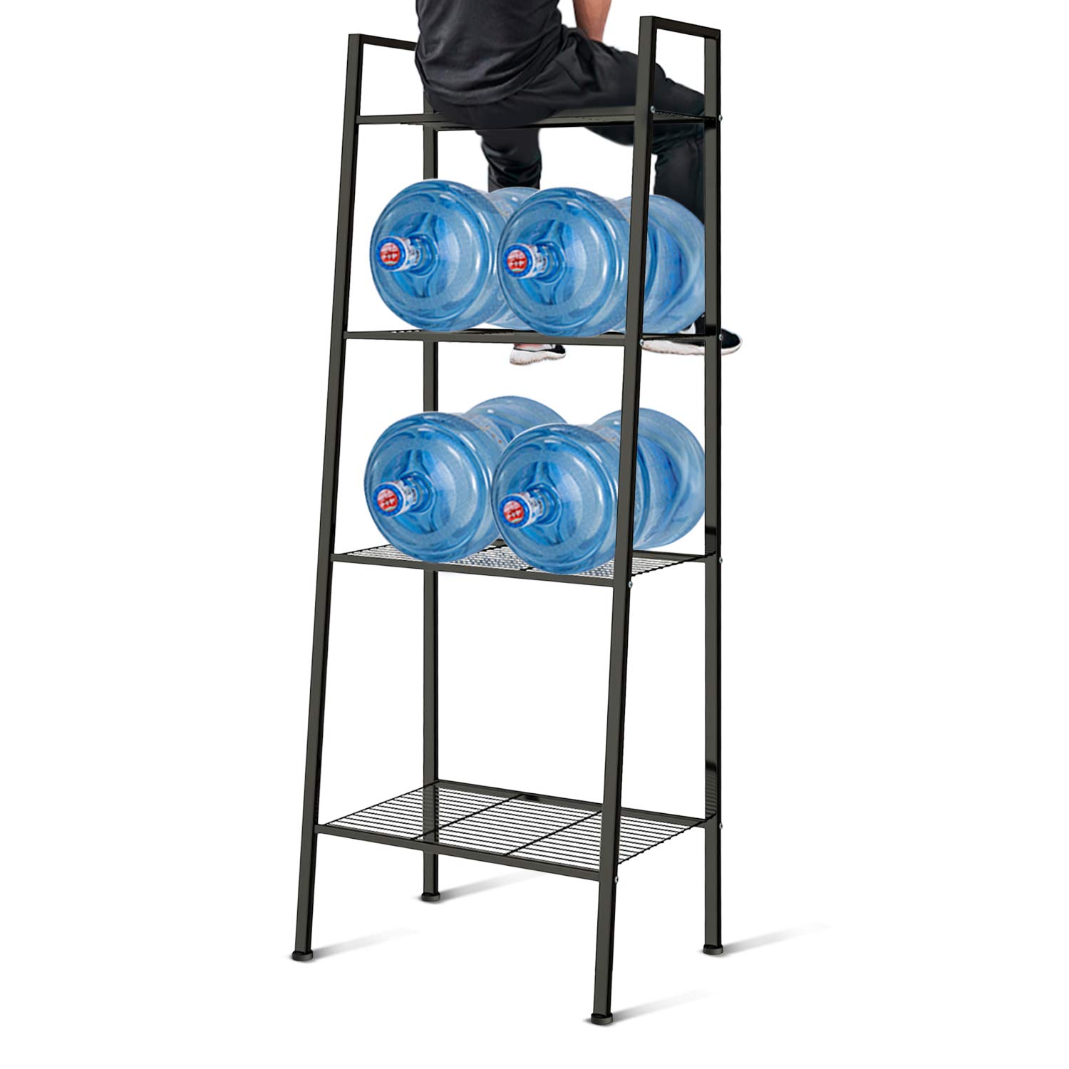 WillingHeart Ladder Shelf 4-Tier Bookshelf Plant Flower Stand Storage Rack Industrial Organizer Modern Shelves Shelving Bookcase Iron Stable Metal Frame Furniture Home for Living Room Kitchen Office