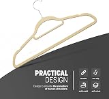 KEPLIN Velvet Hangers 50 Pack 45cm Thin Non-Slip with Tie Bar Cream view 3
