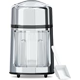 XI HOME Manual Ice Crusher Hand Crank - Stainless Steel Blades Ice Shaver with Non-Slip Base, Adjustable Ice Cube Size for Home Bar Cocktails, Includes Ice Bucket &amp; Scoop