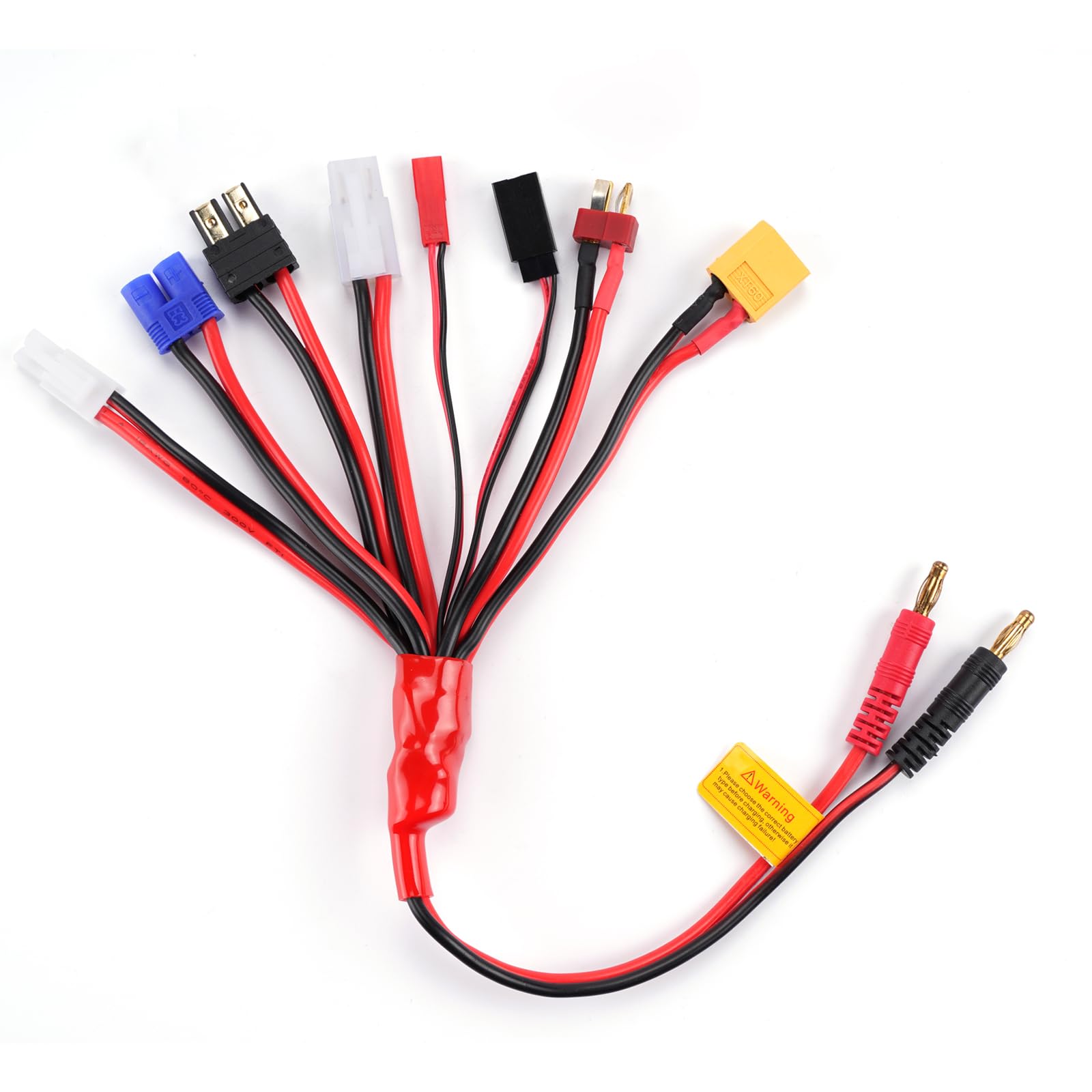 RC Lipo Battery Charger Adapter Connector Splitter Wire 8 in 1 Octopus Convert Cable to 4.0mm Banana Plug Guide Cable for TRX, T-Plug, Futaba, Tamiya Mini, XT60, EC3, JST, Tamiya