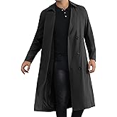 Lars Amadeus Double Breasted Trench Coat for Men's Winter Long Coat with Belt