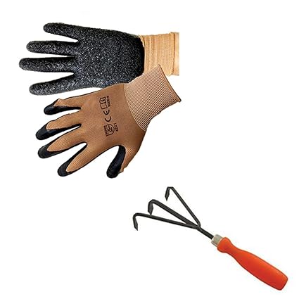 Trust Basket Gardening Gloves and Hand Garden Cultivator (Multicolour, Pack of 3)